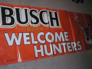 36 " X 94 " Busch Welcome Hunters Beer Banner Deer Orange Rifle Budweiser Bud