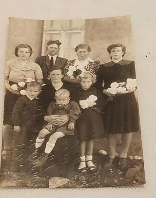 Vintage 1930s 1940s Scandinavian Family Photo Mother & Children W/note On Back
