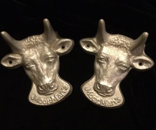 Vintage Moorman’s Dairy Cow Aluminum Wall Hangers.  2 Of Them