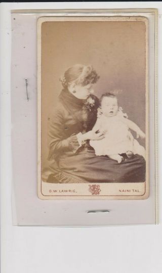 India Naini Tal Small Cdv/cabinet Mother & Baby C1880/90s Gw Lawrie Photographer