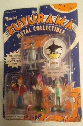 2000 Rocket Usa Futurama Metal Figure 4 - Pack Fry/ Leela/ Bender