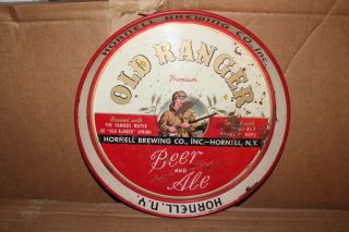 Vintage Old Ranger Beer Bar Tavern Metal Serving Tray Gas Oil Sign