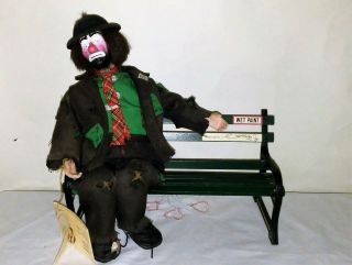 Emmett Kelly Jr.  Weary Willie Musical Animated Clown On Wet Paint Bench Orig Tag