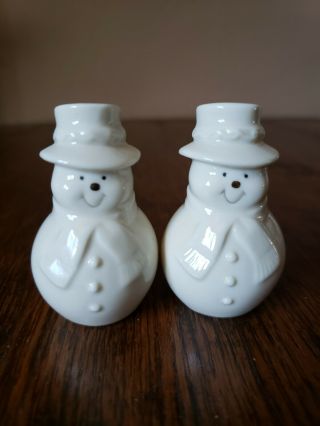Mini Lenox Snowman Salt And Pepper Shakers
