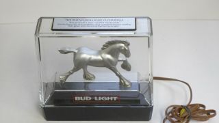 Vintage 1980’s Bud Light Beer The Budweiser Clydesdale Silver Horse Bar Sign