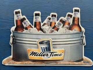 Vintage 30” X 22” Miller Lite Miller Time Tin Metal Beer Advertising Sign
