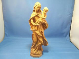 Vintage Hand Carved Wood Our Lady Mary And Child Statue.  10.  5 " Statue