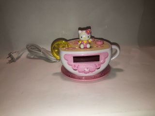 Hello Kitty Sanrio Alarm Clock Teacup Night Light Radio Pink Great Shape