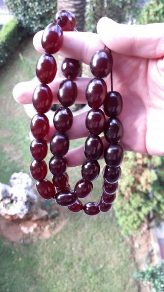 150 Grams Antique Faturan Cherry Amber Bakelite Prayer Beads 2