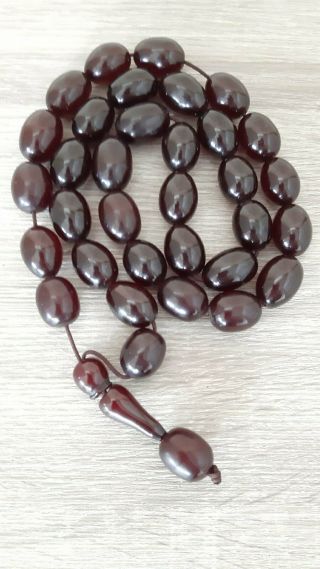 150 Grams Antique Faturan Cherry Amber Bakelite Prayer Beads 3