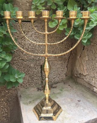 Authentic Menorah Jerusalem Temple 17 Inch Height 42 Cm 7 Branches Brass Xl