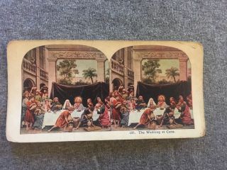 Antique Stereoview Card 137.  The Wedding At Cana Biblical Stereoscope Slide