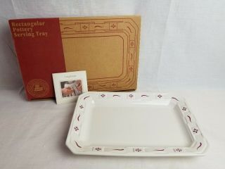 Longaberger Woven Traditions Rectangular Serving Platter Tray Red Pottery