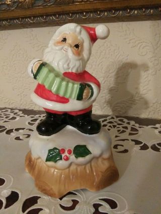Vintage: Lefton Santa Clause Windup Music Box; Santa Is Comming To Town
