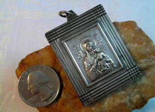 Vintage X - Large Catholic Silver " 950 " Icon Medal " Our Mother Of Perpetual Help "