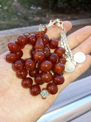 Red Cherry Tasbeh Faturan Prayer Beads Bakelite Islamic Stones Misbaha Amber