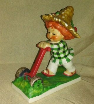 Goebel Charlot Byj Red Head Boy Mowing Grass Trim Lass Figurine 49 Tmk4