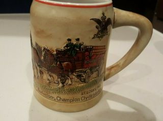 Vintage 1980 Ceramarte Anheuser - Busch Budweiser Clydesdale Horse Team Stein Mug
