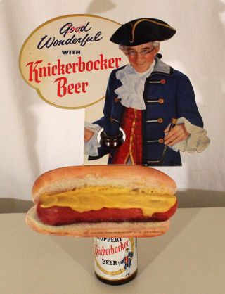 Knickerbocker 1952 Die - Cut Bottle Topper Beer Sign Jacob Ruppert York Ny Nyc