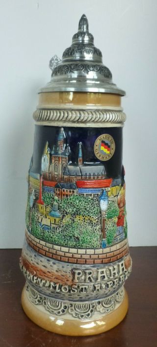 German Beer Stein Depicting The Castle From The Charles Bridge In Prague,  Czech