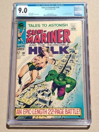 Tales To Astonish 100 (1959 1st Series) Cgc 9.  0 Hulk Vs Sub - Mariner Comic Book