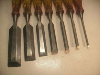Joblot,  set of 7 Record Marples bevel edge chisels,  shatter - proof handles 2