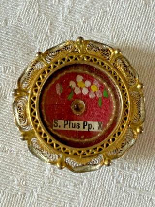 ✟ Reliquary Relic St.  Pius Pope X Vatican With Wax Seal And Thread