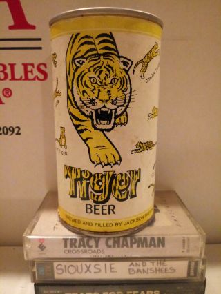 Tiger Beer paper label pull tab beer can Jackson Brewing Co.  Orleans,  LA 3