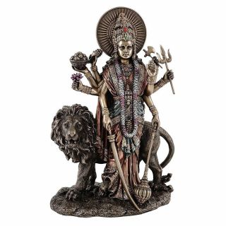 11 " Durga Statue Resin Hindu Goddess Kali Maa Idol Cold Cast Bronze Sculpture