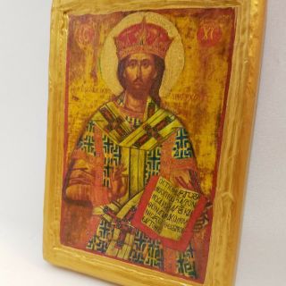 Jesus Christ King Of Kings Byzantine Art Greek Orthodox Icon On Premium Wood