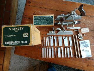 Stanley No.  45 Combination Plane With Boxes And 21 Cutters