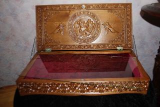 Reliquary box Orthodox Carved Wooden.  Rare Large size. 2