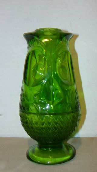 Green Glass Owl Fairy Lamp