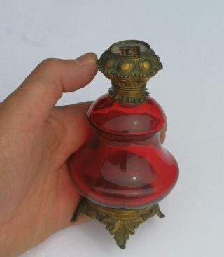 ANTIQUE FRENCH PALAIS ROYAL RUBY RED GLASS DORE GRAND TOUR PERFUME SCENT BOTTLE 3