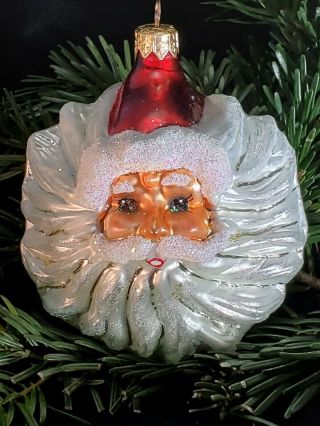 Rare Santa Face 1996 Winter Wind Christopher Radko Christmas Ornament 4.  5 "