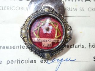 ✝ Reliquary Relic St.  Maria Goretti Virgin And Martyr,  Document