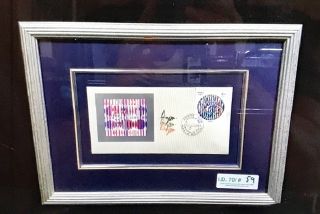Agam First Day Cover With Small Serigraph Triple Signed Stamped Framed