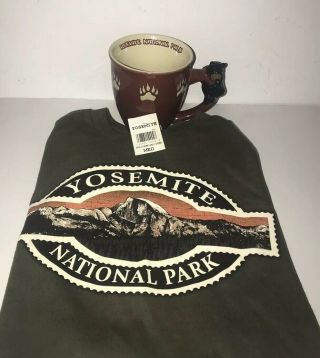 Yosemite National Park Coffee Mug Bear Brown And Shirt Sz M Combo