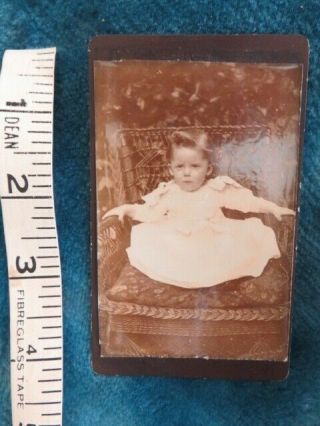 Cabinet Card Little Child On A Chair Antique Photo Victorian C.  1900
