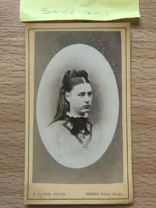 Carte De Visite Cdv,  Young Lady (ella Gregory) Long Hair,  Clarke,  Bangor,  1876