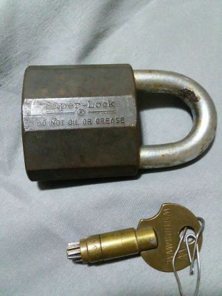 Old Brass High Security Padlock Nix Pix Solon Lock Co.  Key?