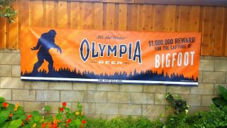 Olympia Retro Beer Believe Bigfoot Yeti Sasquatch Banner Poster Sign 10ft