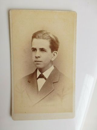 Antique Cdv Cabinet Photo Young Man Id As Henry White Born 1860 Boston Ma