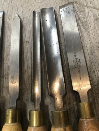 Vintage Set of 8 Marples Wood Turning Tools Chisels,  Sheffield England 3