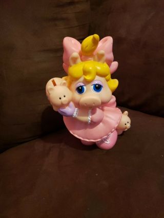 Vintage 1989 Miss Piggy The Muppets Piggy Bank Illco With Stopper
