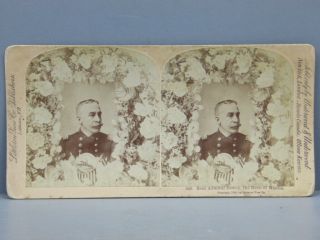 Stereoview Card 1941 Admiral Dewey Hero Of Manila Remember The Maine Flag 1898