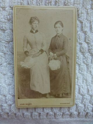 Antique Cdv Cabinet Photo Two Victorian Ladies Scarborough Uk
