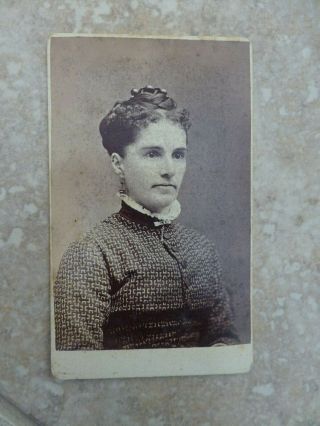 Antique Cdv Cabinet Photo Young Woman Staring Fixed Eyes Salem Ma 1880