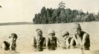 N57 Vtg Photo Bathing Swim Suit Posers C Early 1900 