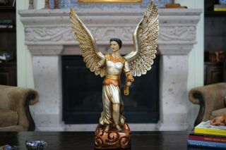 Gorgeous Archangel Sculpture | Solid Wood | Hand Carved | Religious Art | Mexico